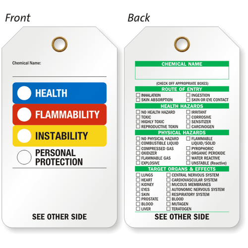 Hazardous Material Tag 2-Sided (Pack of 25 Tags) -  3.375" x 5.875"