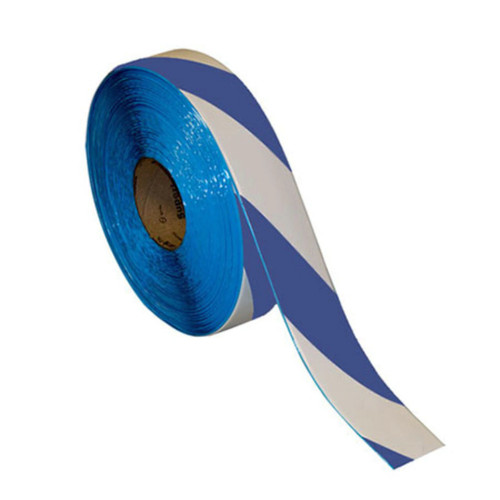 Superior Mark® Hazard Floor Tape - Blue/White Diagonal Stripe