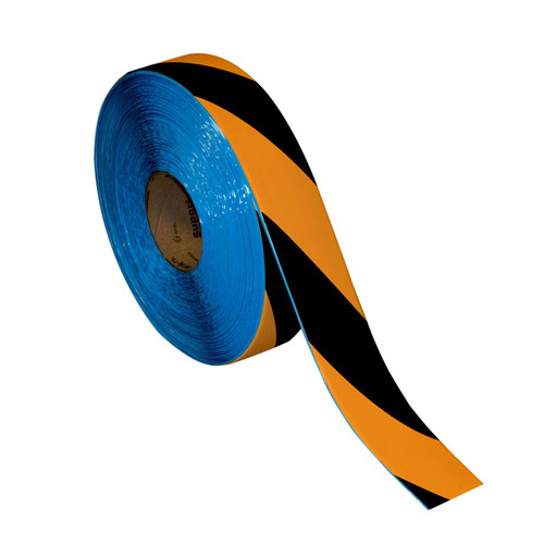 Superior Mark® Hazard Floor Tape - Black/Orange Diagonal Stripe