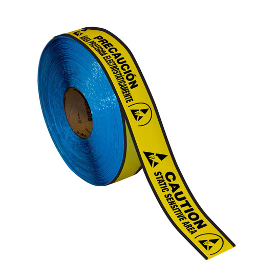 Superior Mark® Repeating Message Floor Tape - "CAUTION STATIC SENSITIVE AREA-BILINGUAL"