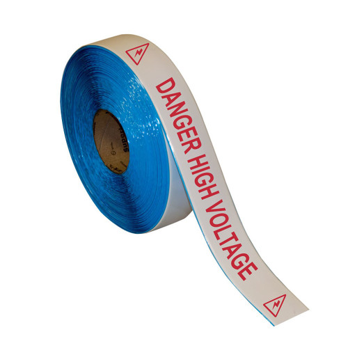 Superior Mark® Repeating Message Floor Tape - "DANGER HIGH VOLTAGE"