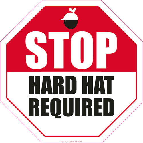 Stop - Hard Hat Required Floor Sign