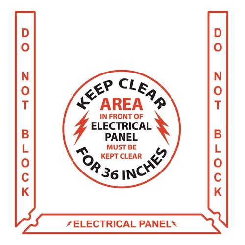 Electrical Panel Floor Marking Kit - Vinyl - Incl. 3 pc. Border (2") and 17.5" Sign