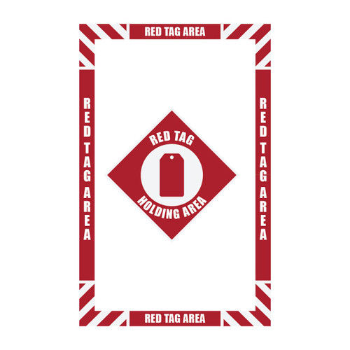 Red Tag Holder Area  Floor Marking Kit -  Incl. 4 pc. Border (2") and 12" Diamond Sign