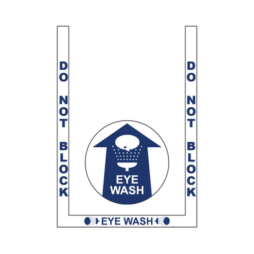 Eye Wash Floor Marking Kit - Incl. 3 pc. White Bkgd / Blue Border (2") and 17.5" Sign