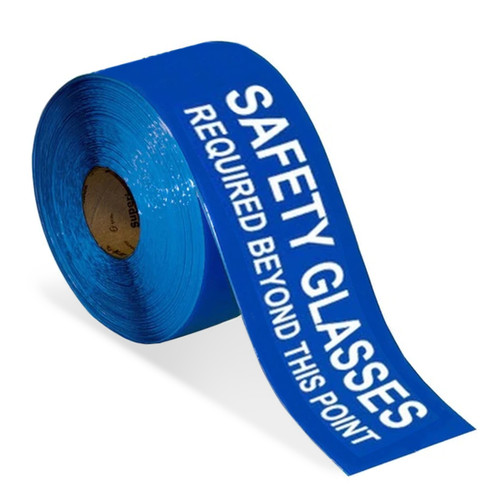 Superior Mark® Repeating Message Floor Tape - "SAFETY GLASSES REQUIRED BEYOND THIS POINT"