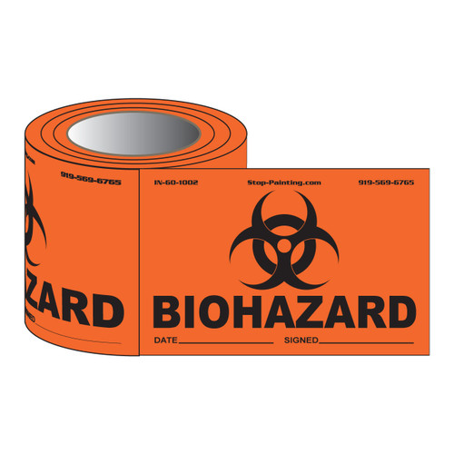 Safety Biohazard Labels - Roll of 100 Labels - Medium 3"x5"