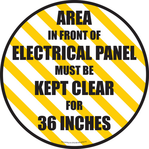 Area in Front of Electrical Panel Must Be Kept Clear For 36 inches Floor Sign
