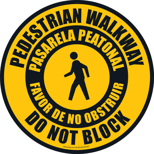 Pedestrian Walkway Floor Sign (English - Spanish)