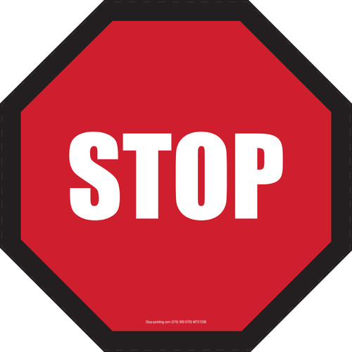 Stop Floor Sign 18" Octagon-Border