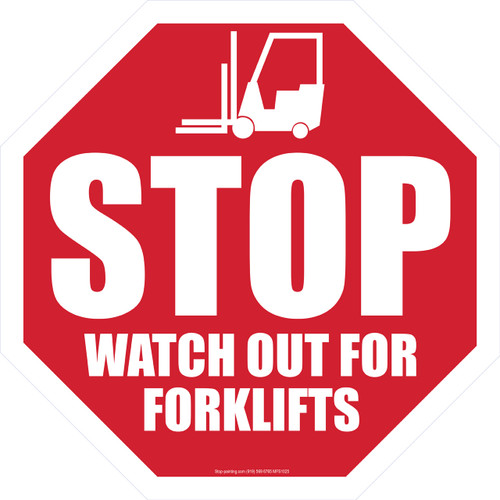 Stop Watch For Forklifts Floor Sign 18" Octagon