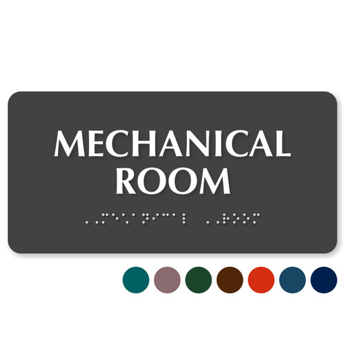 Braille Mechanical Room Sign 4” x 8”