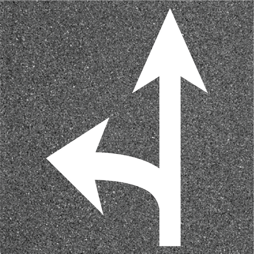 Left/Straight Double  Arrow Pavement Marking Sign