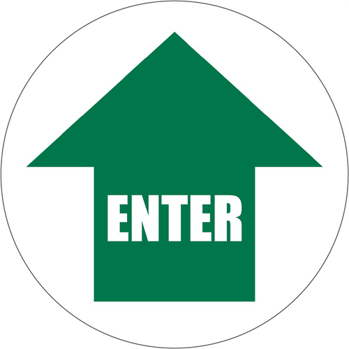 Green Enter Arrow Floor Sign